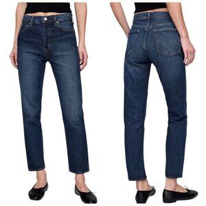 Gap High Rise Cheeky Straight Jeans 00P Petite Blue Stretch Denim